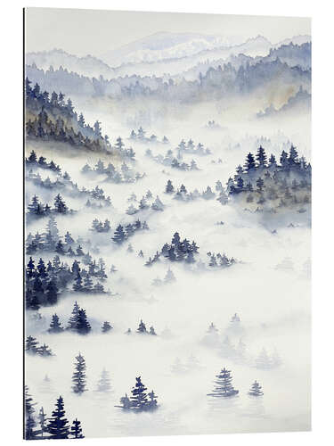 Gallery print Coniferous forest in mist during a cold winter morning