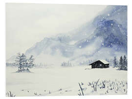 Foam board print Remote cabin in the snowstorm