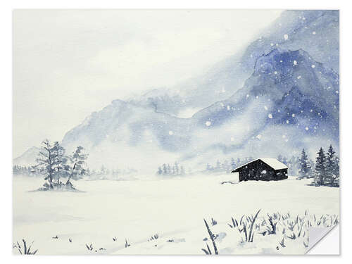 Wall sticker Remote cabin in the snowstorm