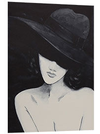 Hartschaumbild Porträt einer Dame mit Hut
