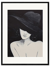 Gerahmter Kunstdruck Porträt einer Dame mit Hut