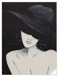 Wandsticker Porträt einer Dame mit Hut