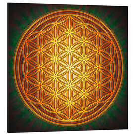 Aluminium print Flower of Life - Golden Sun II