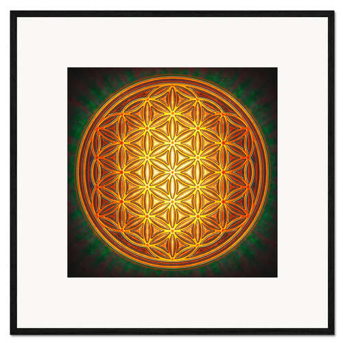 Plakat artystyczny premium w ramie Flower of Life - Golden Sun II