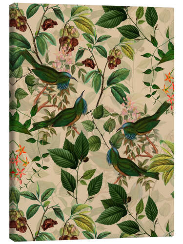 Canvas print Tropical Birds in the Vintage Jungle