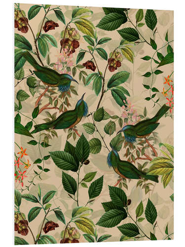 Foam board print Tropical Birds in the Vintage Jungle