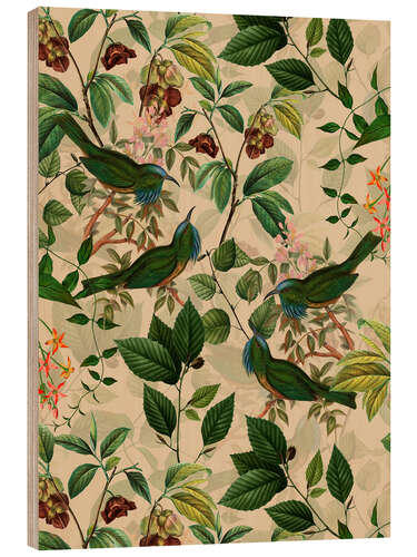 Quadro de madeira Tropical Birds in the Vintage Jungle