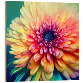 Wood print Chrysanthemum Magic II