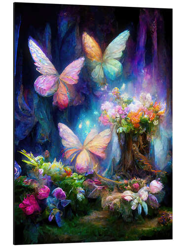 Aluminium print Butterflies in the fairy garden