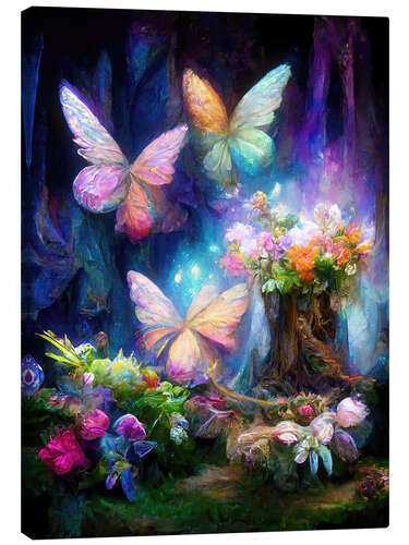 Canvas print Butterflies in the fairy garden