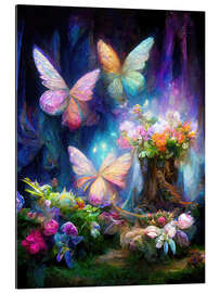 Stampa su plexi-alluminio Butterflies in the fairy garden