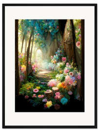 Gerahmter Kunstdruck Blumenpfad ins Licht I
