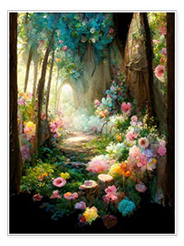 Wall print  Flower path into the light I - Dolphins DreamDesign