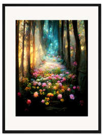 Gerahmter Kunstdruck Blumenpfad ins Licht II