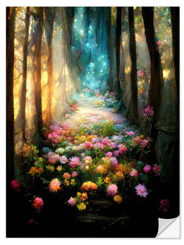 Selvklebende plakat Flower path into the light II