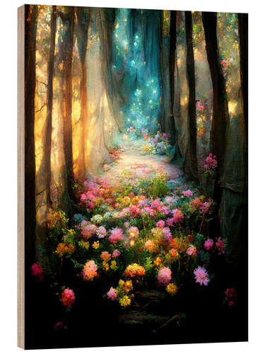 Wood print Flower path into the light II