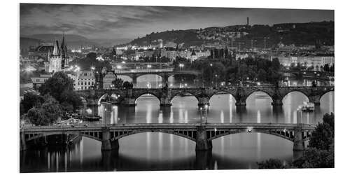 Foam board print Vltava bridges in Prague in the evening