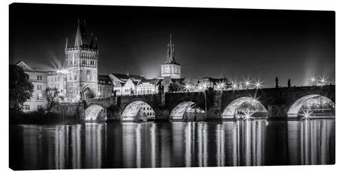 Leinwandbild Nachtimpression der Karlsbrücke in Prag