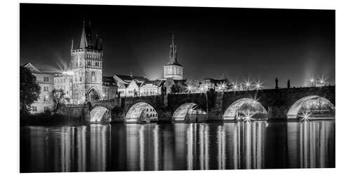 Foam board print Night impression of the Charles Bridge in Prague