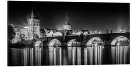 Tableau en plexi-alu Night impression of the Charles Bridge in Prague