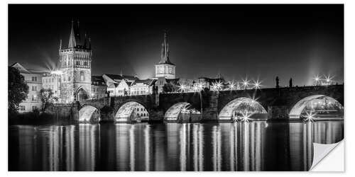 Autocolante decorativo Night impression of the Charles Bridge in Prague