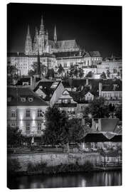 Lærredsbillede Prague Castle and St. Vitus Cathedral at Night