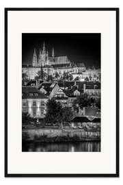 Gerahmter Kunstdruck Prager Burg und Veitsdom bei Nacht
