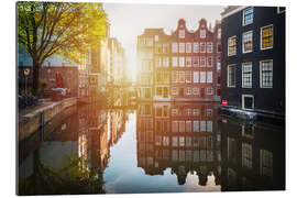 Gallery print Sunrise in the canals of Amsterdam, Netherlands