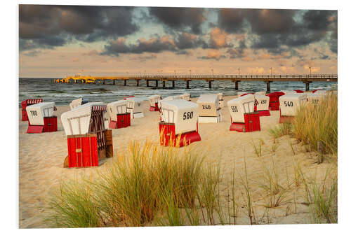 Cuadro de PVC Beach chairs at sunset on Usedom