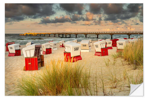 Wall sticker Beach chairs at sunset on Usedom