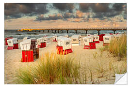 Naklejka na ścianę Beach chairs at sunset on Usedom