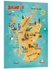 Foam board print Scotland, Map With Sights