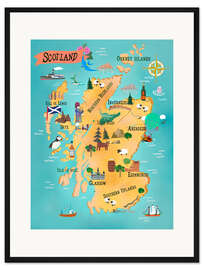 Gerahmter Kunstdruck Schottland mit Sehenswürdigkeiten