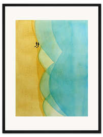 Gerahmter Kunstdruck Entspannter Strandspaziergang am Meer