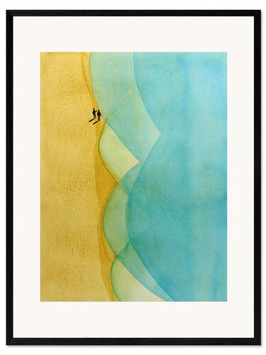Plakat artystyczny premium w ramie Relaxed beach walk along the sea