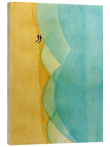 Tableau en bois Relaxed beach walk along the sea