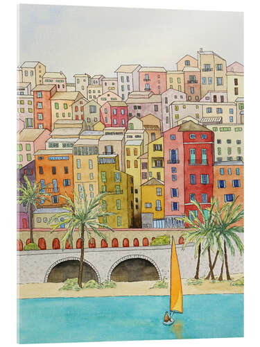 Tableau en verre acrylique Sailing boat on the Mediterranean coast