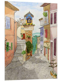 Foam board print Colorful village alley in Italy