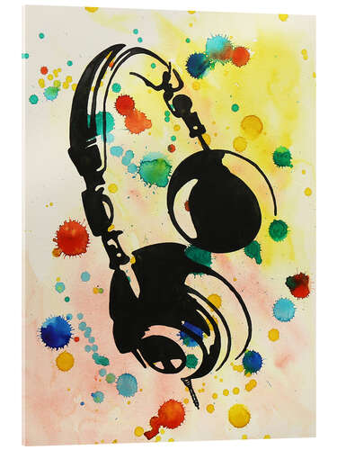 Acrylic print Headphones and happy music