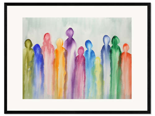 Innrammet kunsttrykk Abstract group of people in rainbow colors