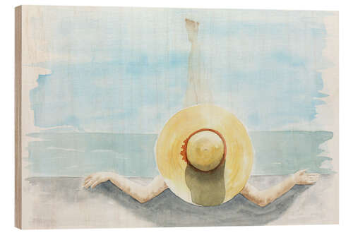 Wood print Relax Days with Sun Hat