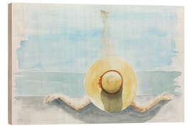 Wood print Relax Days with Sun Hat