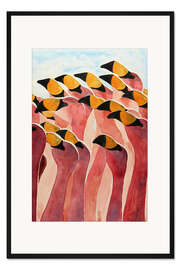 Gerahmter Kunstdruck Rosa Flamingos
