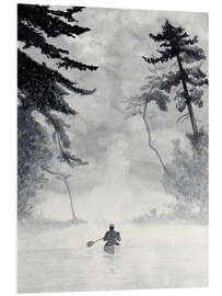 Foam board print Watercolor landscape with canoe