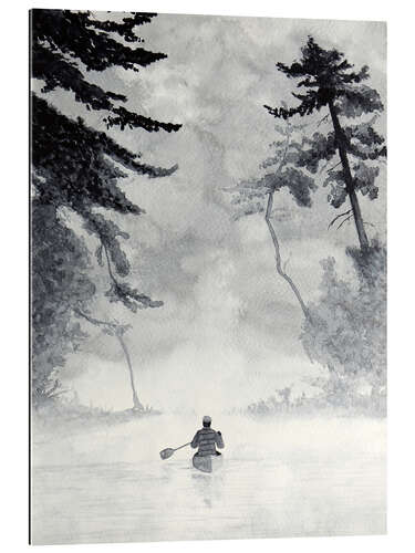 Gallery print Watercolor landscape with canoe