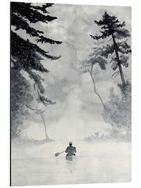 Magnettafel Aquarell-Landschaft mit Kanu