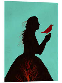 Acrylic print The Girl and the Red Raven