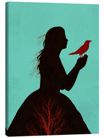 Canvas print The Girl and the Red Raven