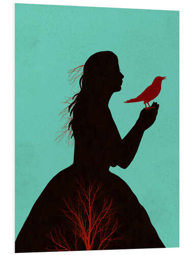 Tableau en PVC The Girl and the Red Raven