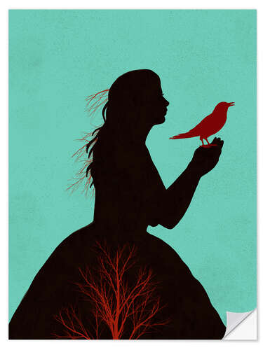 Wall sticker The Girl and the Red Raven